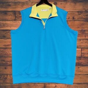 Carnoustie Golf Vest Mens Large 1/4 Zip Performance Pullover Blue Preppy Classic